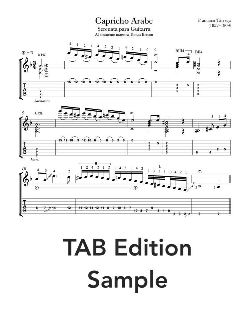 Capricho Árabe by Tárrega - Tab Sample