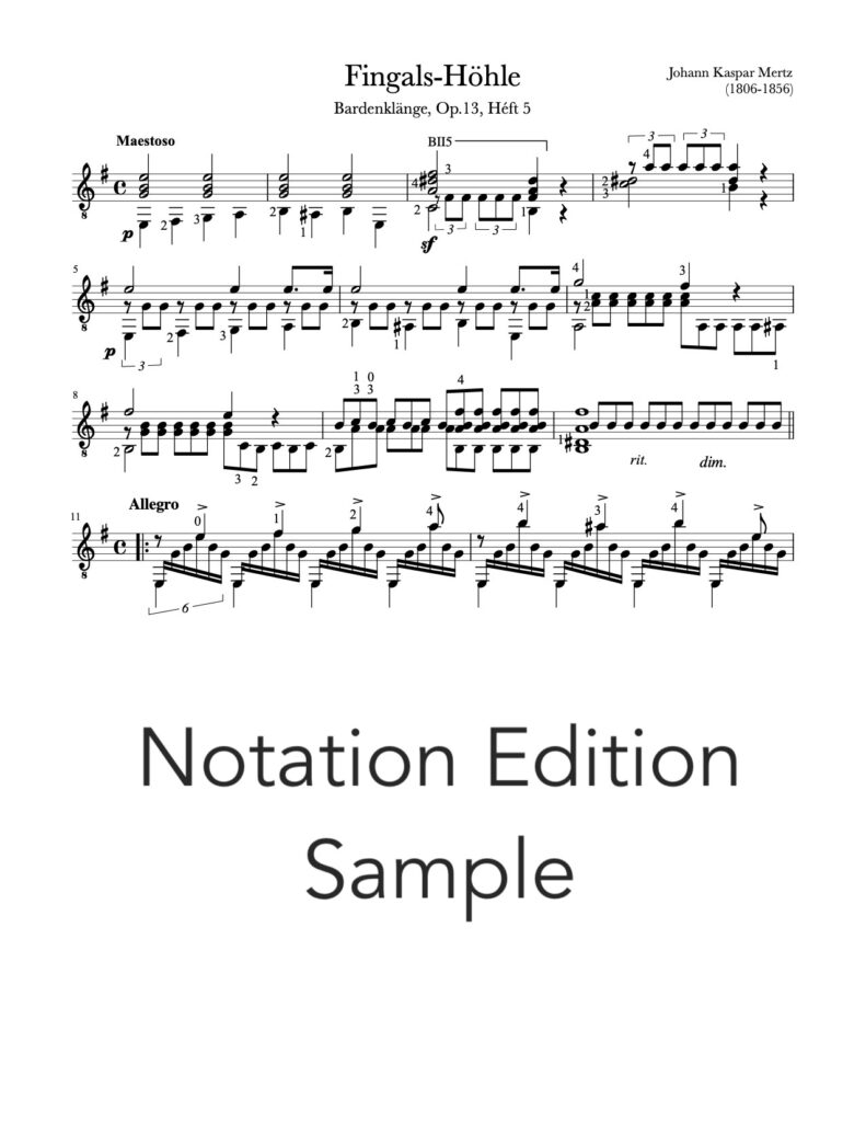 Fingals Hohle by Mertz - Sheet Music Sample