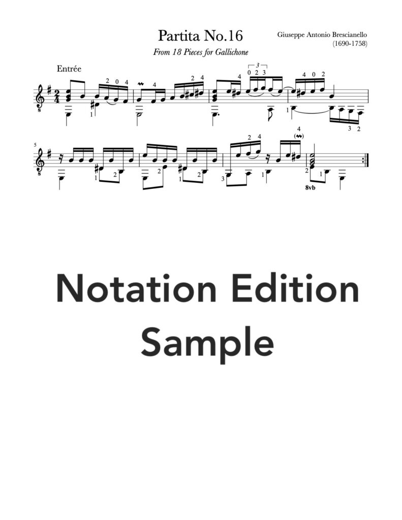 Partita No.16 in E Minor by Giuseppe Antonio Brescianello - Notation Sample