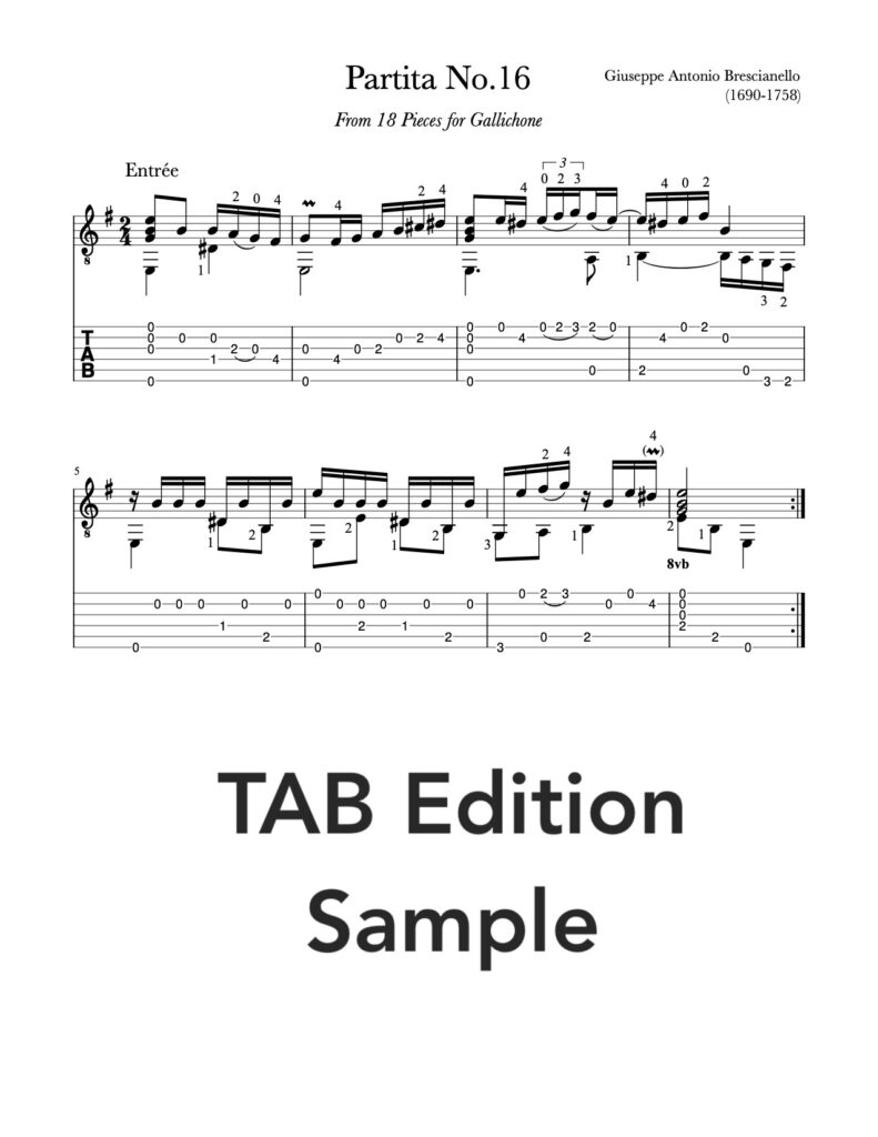 Partita No.16 in E Minor by Giuseppe Antonio Brescianello - TAB Sample