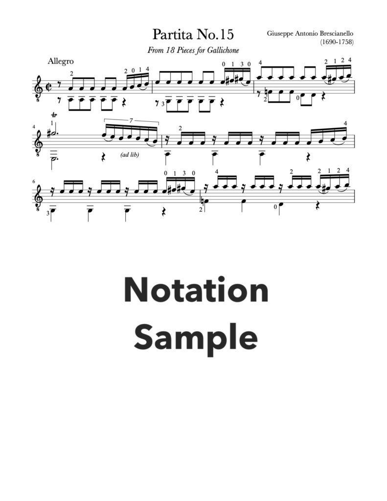 Partita No.15 in A Minor by Brescianello (Notation Sample)